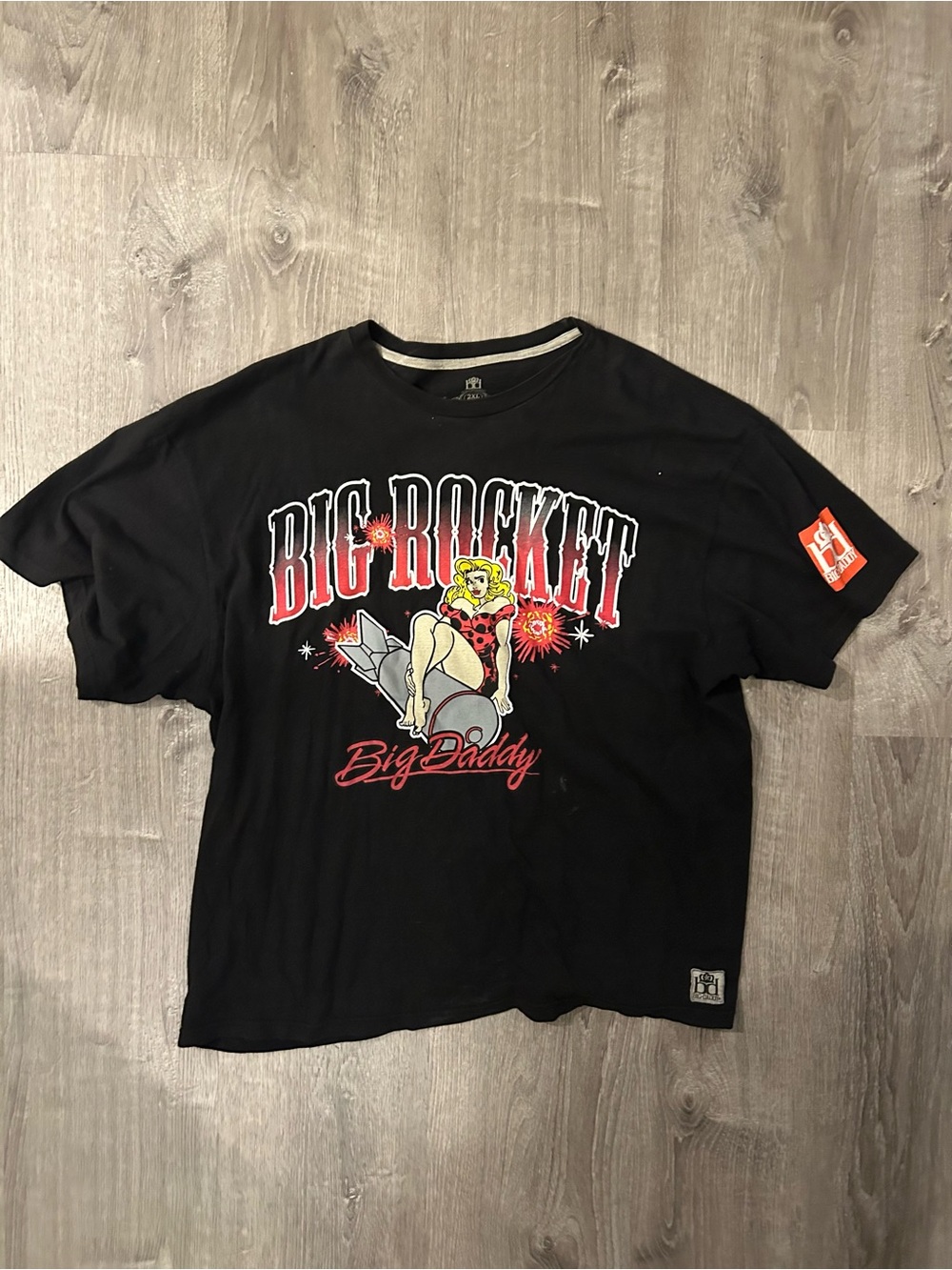 Big Rocket Big Daddy Graphic Tee - Black with Red & Cream